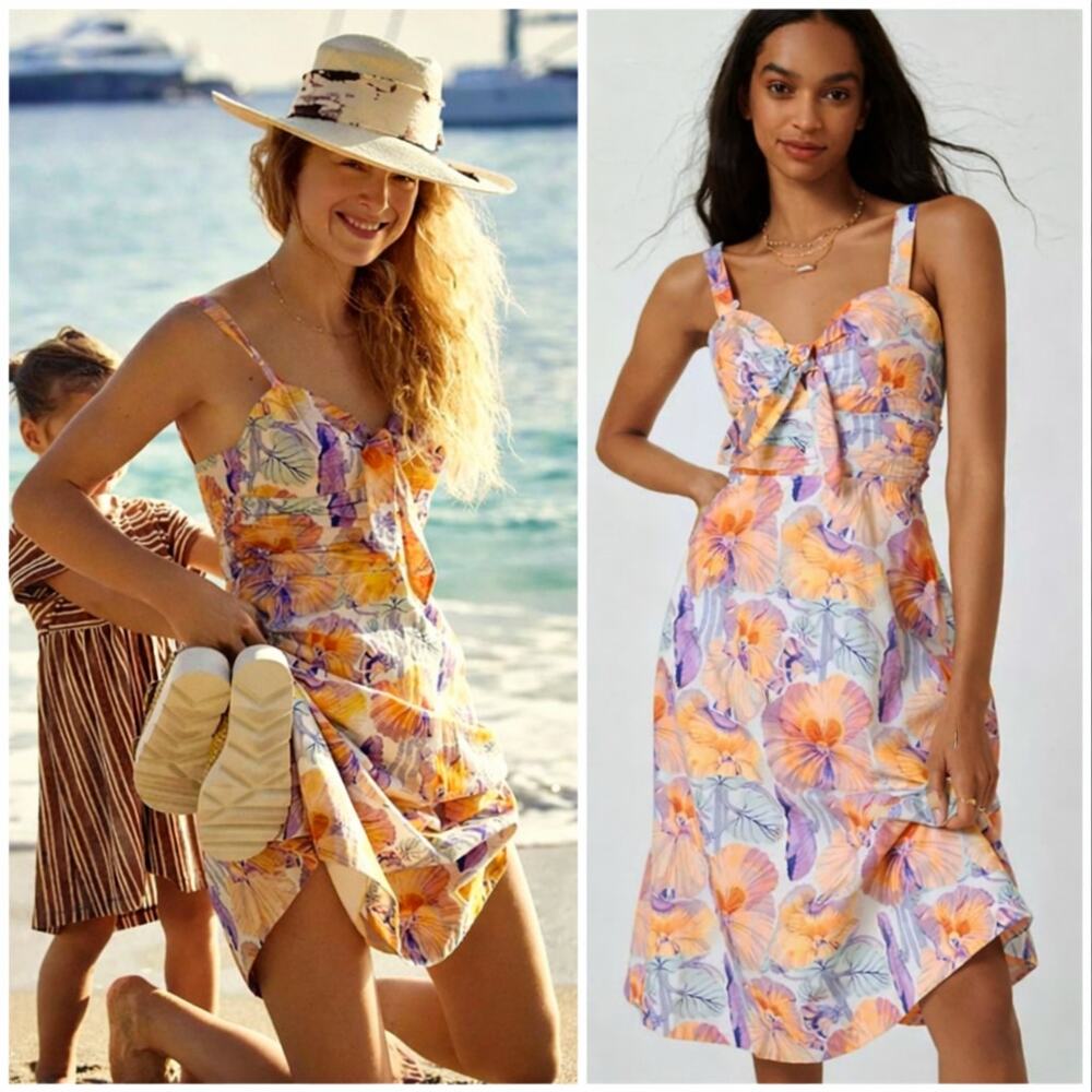 Anthropologie Cecilia Pettersson Tie-Front Midi Dress - US 2